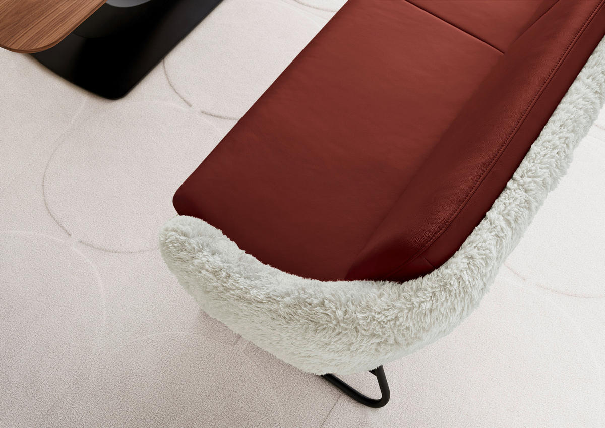 SITZBANK Textil, Leder Beige, Weinrot  - Beige/Weinrot, Design, Leder/Textil (219/87/78cm) - Koinor