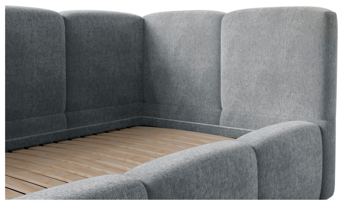 POLSTERBETT 90/200 cm,  in Silberfarben, Lattenrost, Bettkasten,  - Silberfarben/Schwarz, Design, Holz/Textil (90/200cm) - Chameo