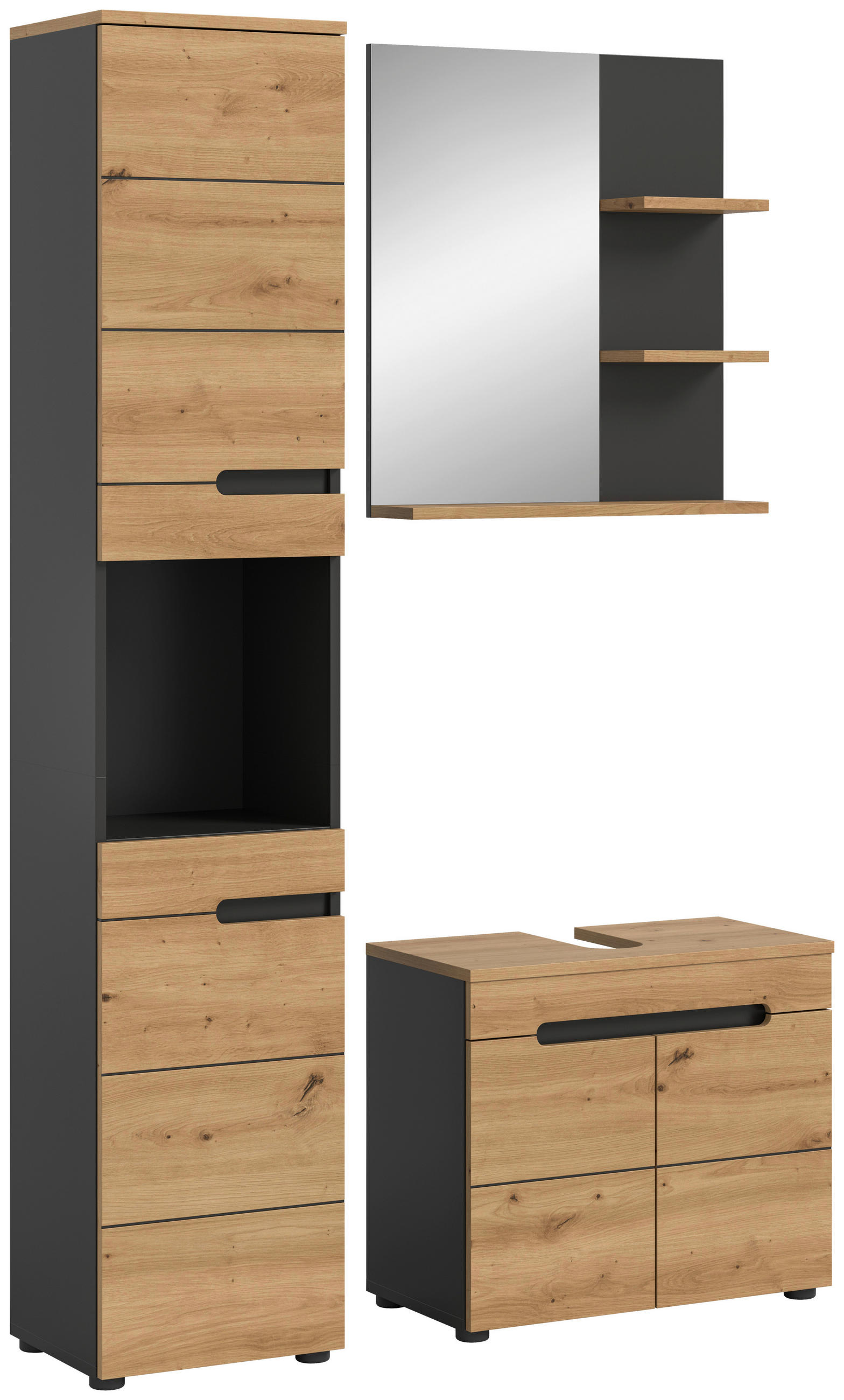 KÚPEĽŇA dub artisan  - čierna/dub artisan, Modern, kompozitné drevo/sklo (101cm) - MID.YOU
