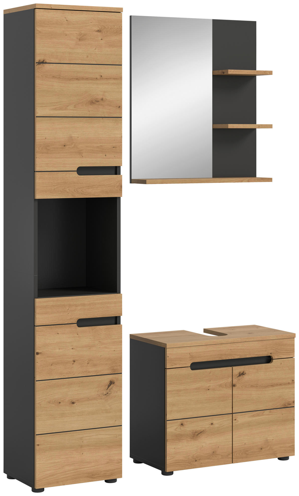 KÚPEĽŇA dub artisan  - čierna/dub artisan, Modern, kompozitné drevo/sklo (101cm) - MID.YOU