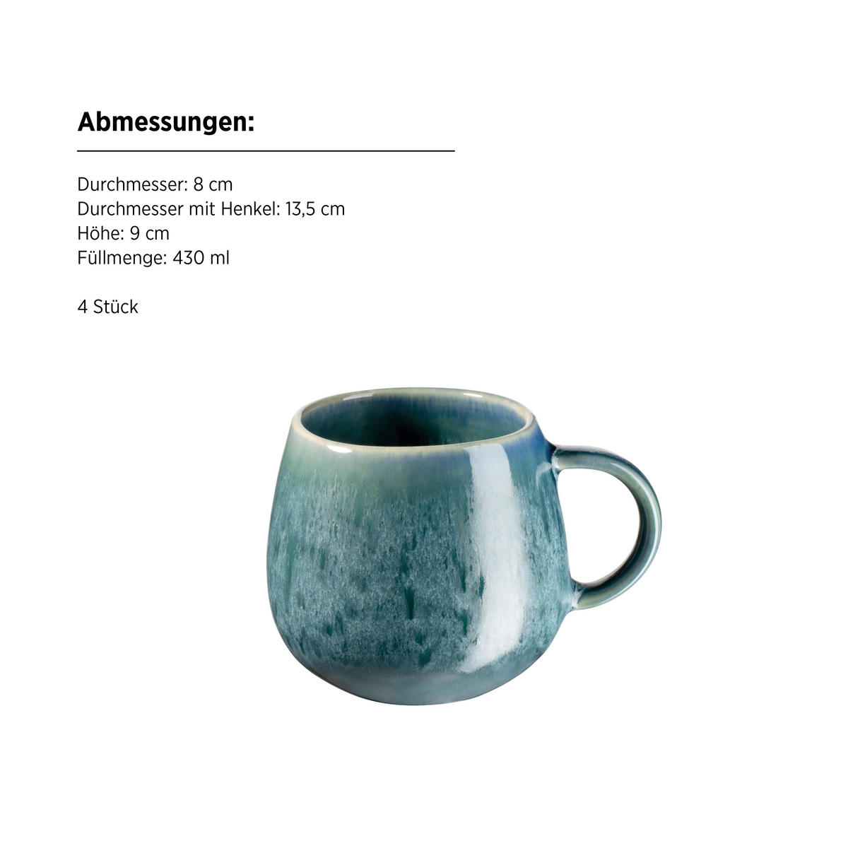TASSENSET CARELLIA 4-teilig  - Blau, Basics, Keramik (8/9cm) - Mäser