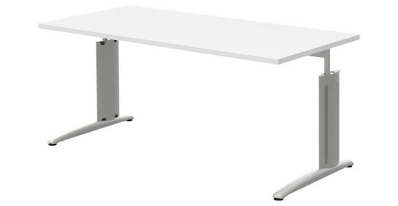 SCHREIBTISCH 160/80/70-82 cm  in Alufarben, Weiß  - Alufarben/Weiß, KONVENTIONELL, Holzwerkstoff/Metall (160/80/70-82cm) - Moderano