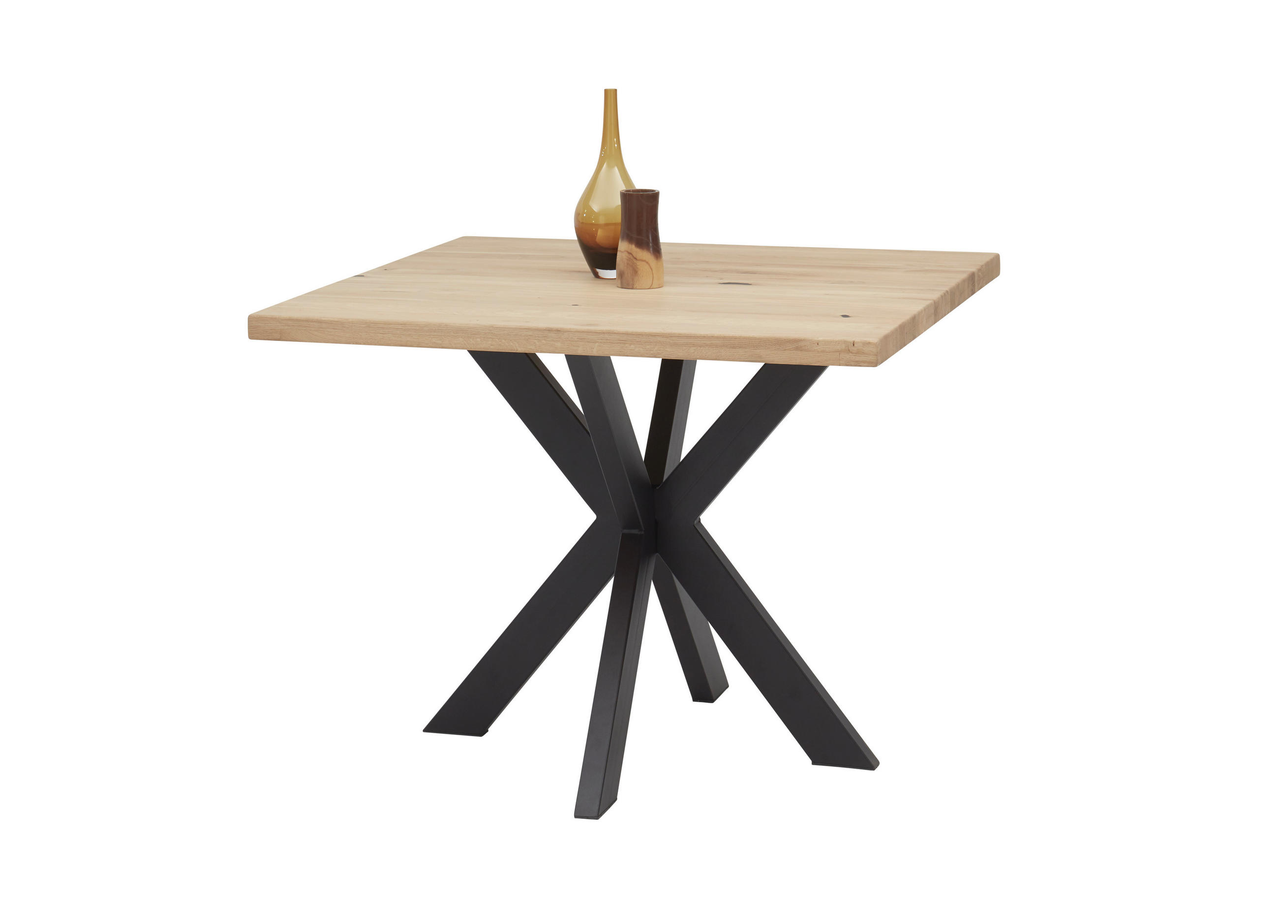 ESSTISCH in Holz, Metall 100/100/76 cm  - Eichefarben/Schwarz, KONVENTIONELL, Holz/Metall (100/100/76cm) - MID.YOU