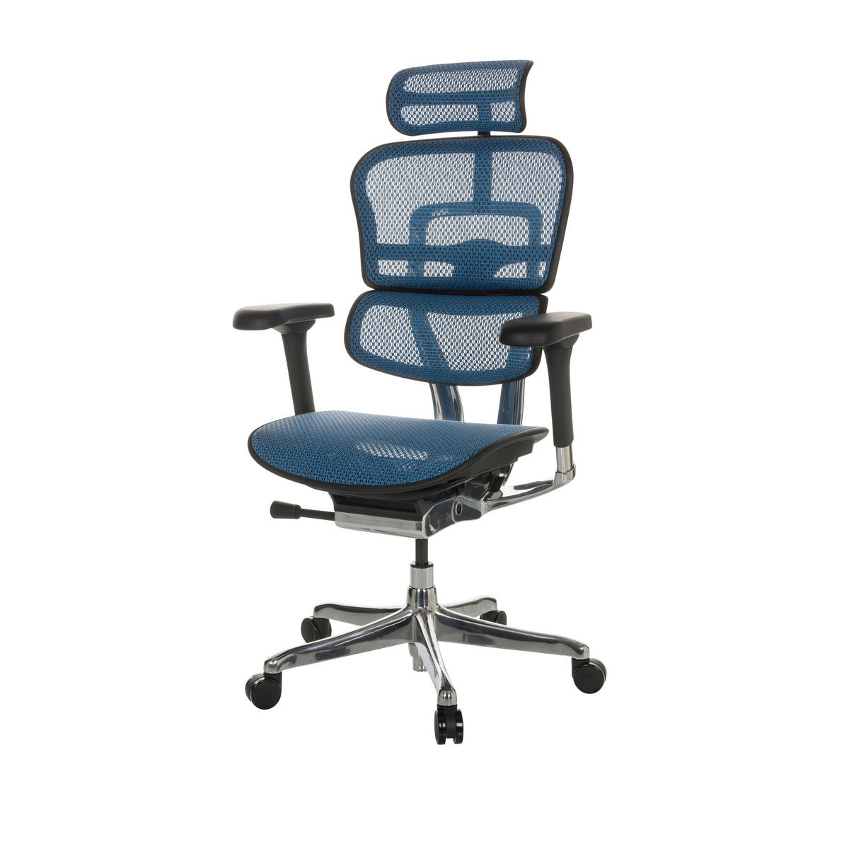 DREHSTUHL  in Netz Blau  - Blau/Silberfarben, Basics, Kunststoff/Textil (69/119-144/65cm) - MID.YOU