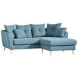 ECKSOFA in Flachgewebe Hellblau  - Buchefarben/Hellblau, KONVENTIONELL, Holz/Textil (210/156cm) - Carryhome