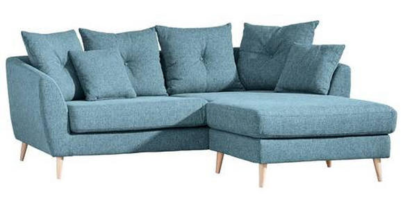 ECKSOFA in Flachgewebe Hellblau  - Buchefarben/Hellblau, KONVENTIONELL, Holz/Textil (210/156cm) - Carryhome