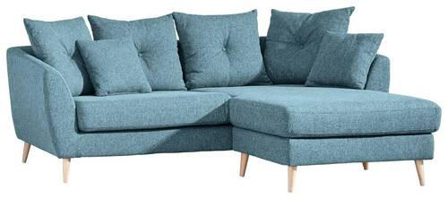 ECKSOFA in Flachgewebe Hellblau  - Buchefarben/Hellblau, Konventionell, Holz/Textil (210/156cm) - MID.YOU