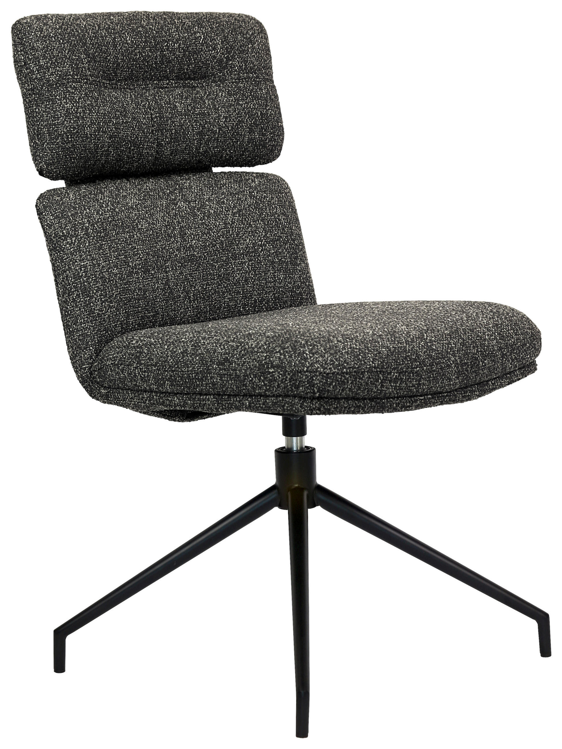 STUHL  Wippfunktion, Sitzfläche 360° drehbar, automatische Rückholfunktion Webstoff  Schwarz, Dunkelgrau  - Dunkelgrau/Schwarz, Design, Textil/Metall (50/92/64,5cm) - Dieter Knoll