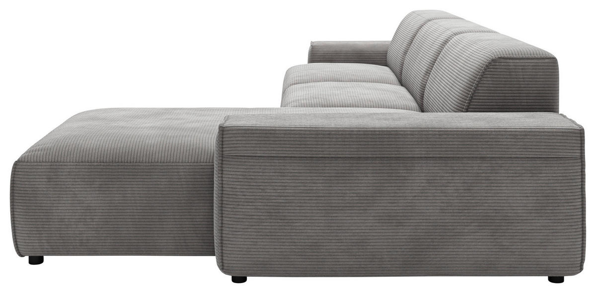 ECKSOFA in Cord Dunkelgrau  - Dunkelgrau/Schwarz, Design, Kunststoff/Textil (300/189cm) - Pure Home Lifestyle