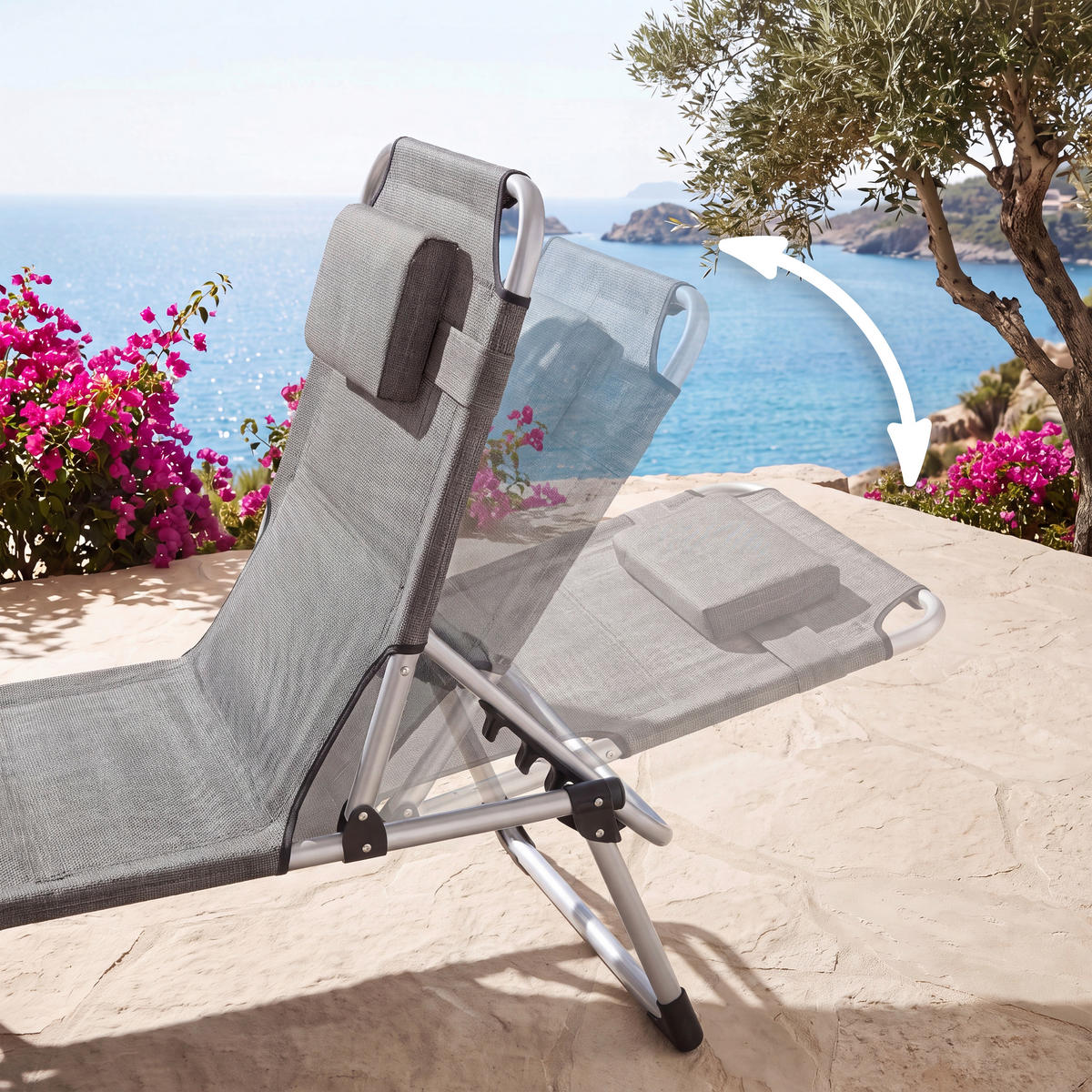 DREIBEINLIEGE 71/40/192 cm  - Silberfarben/Braun, Design, Textil/Metall (71/40/192cm) - Ambia Garden