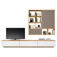 WOHNWAND  in Weiß, Taupe, Eichefarben  300/216,1/48,4 cm  - Taupe/Eichefarben, Design, Glas/Holz (300/216,1/48,4cm) - Team 7