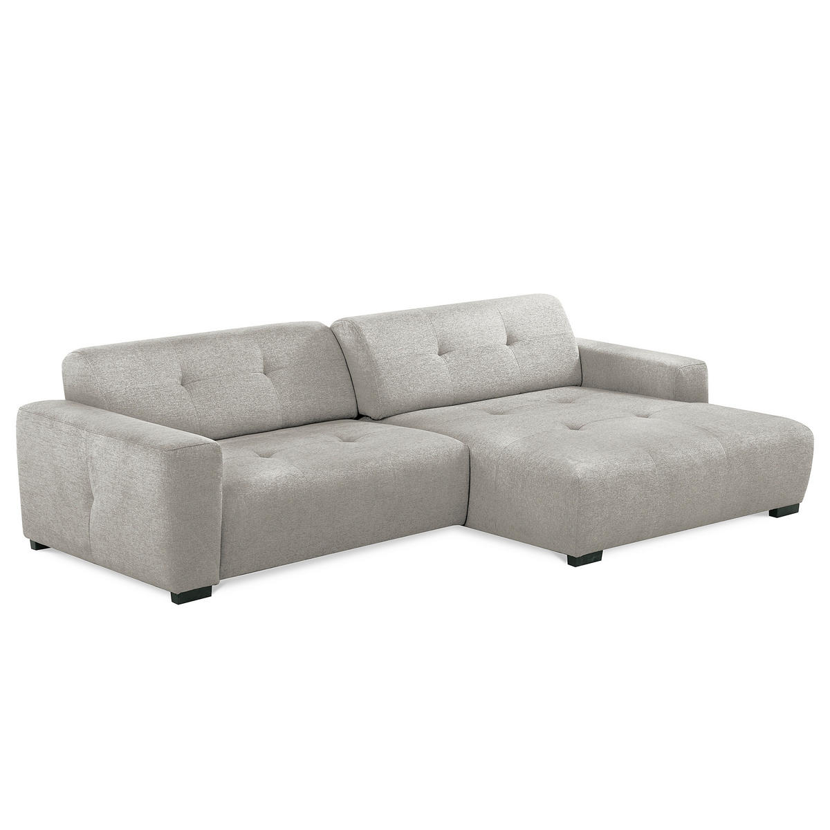 ECKSOFA AUSTIN Hellgrau Flachgewebe Sitztiefenverstellung  - Hellgrau/Schwarz, Design, Kunststoff/Textil (286/169cm) - Livetastic