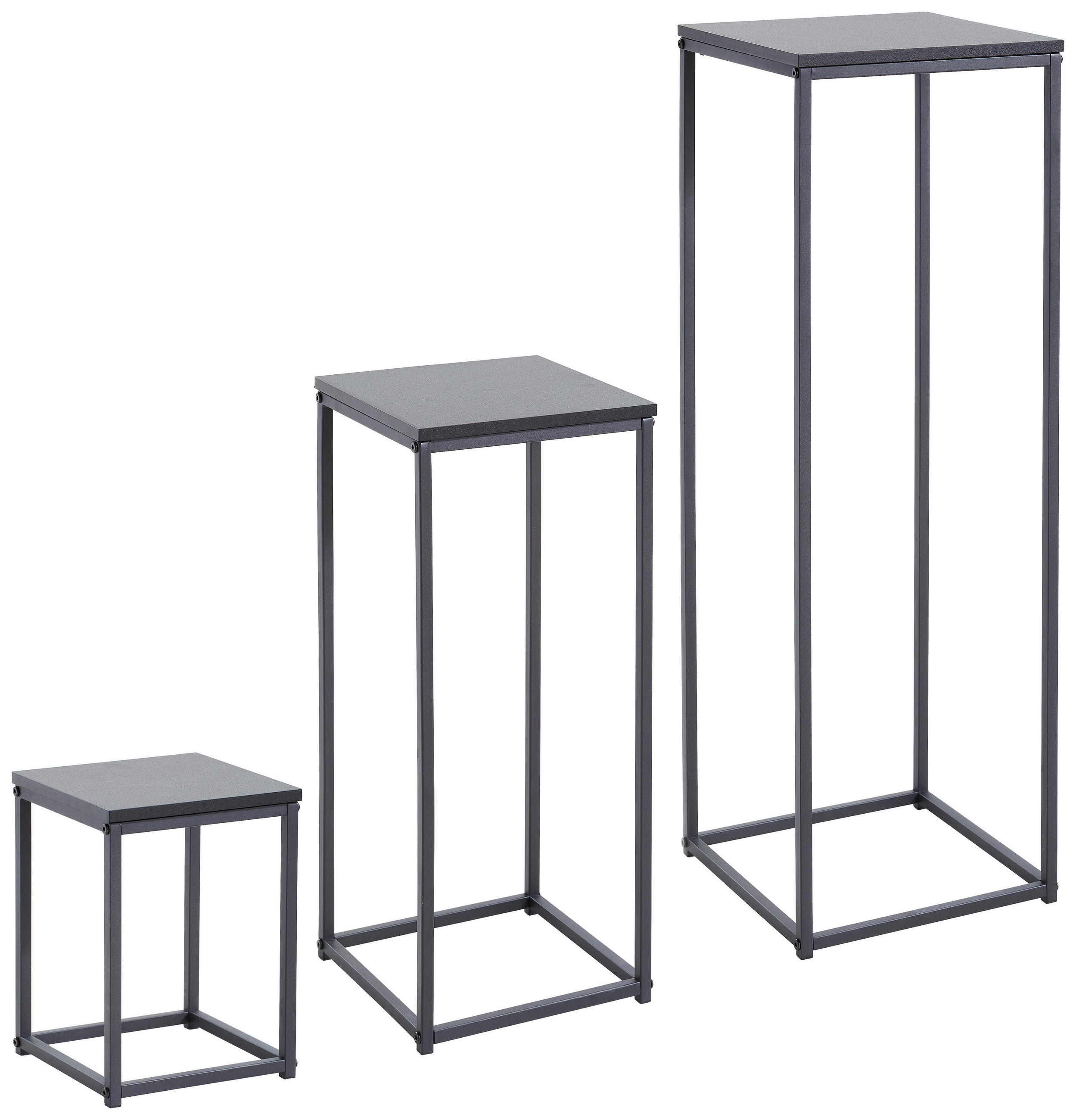 BEISTELLTISCHSET quadratisch Schwarz  - Schwarz, MODERN, Holzwerkstoff/Metall (30/90/30cm) - MID.YOU