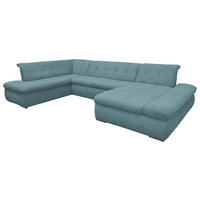 WOHNLANDSCHAFT Petrol Mikrofaser  - Chromfarben/Petrol, KONVENTIONELL, Textil/Metall (216/353/172cm) - MID.YOU