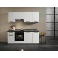 KÜCHENBLOCK 210 cm   in Weiß  - Dunkelgrau/Alufarben, Basics, Holzwerkstoff/Kunststoff (210cm) - MID.YOU