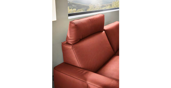 2,5-SITZER in Leder Rot - Rot/Schwarz, Design, Leder/Metall (200/102/92cm) - Johann Jakob