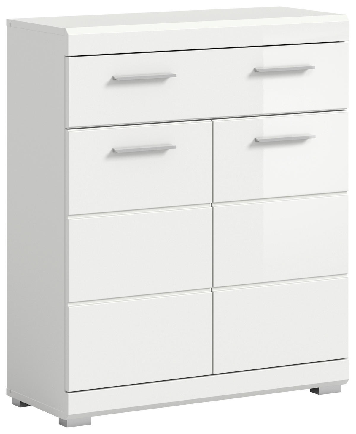 UNTERSCHRANK 74/88/31 cm   - Weiß Hochglanz/Silberfarben, MODERN, Holzwerkstoff/Kunststoff (74/88/31cm) - MID.YOU