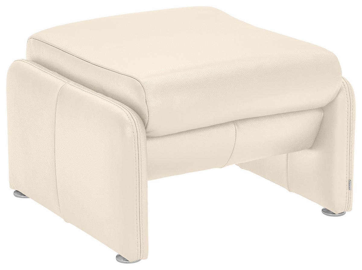 HOCKER Echtleder Beige  - Chromfarben/Beige, KONVENTIONELL, Leder/Metall (60/42/62cm) - Celina Home