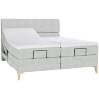 BOXSPRINGBETT 180/200 cm  in Hellgrau  - Eichefarben/Hellgrau, Konventionell, Holz/Textil (180/200cm) - Voleo