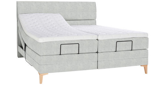BOXSPRINGBETT 180/200 cm in Hellgrau - Eichefarben/Hellgrau, KONVENTIONELL, Holz/Textil (180/200cm) - Voleo