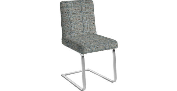 SCHWINGSTUHL  in Stahl Flachgewebe  - Blau/Chromfarben, Design, Textil/Metall (60/92/60cm) - Dieter Knoll