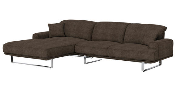 ECKSOFA in Webstoff Mokka  - Mokka, Design, Textil/Metall (184/304cm) - Dieter Knoll