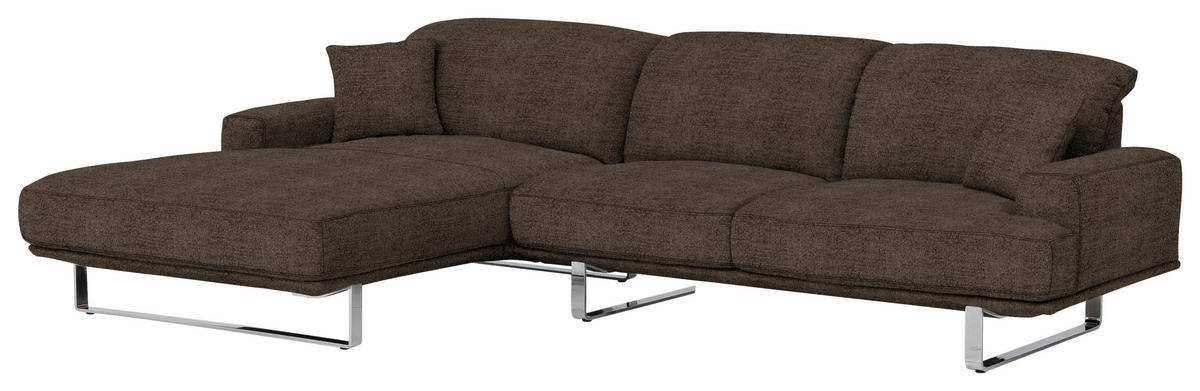 ECKSOFA in Webstoff Mokka  - Mokka, Design, Textil/Metall (184/304cm) - Dieter Knoll