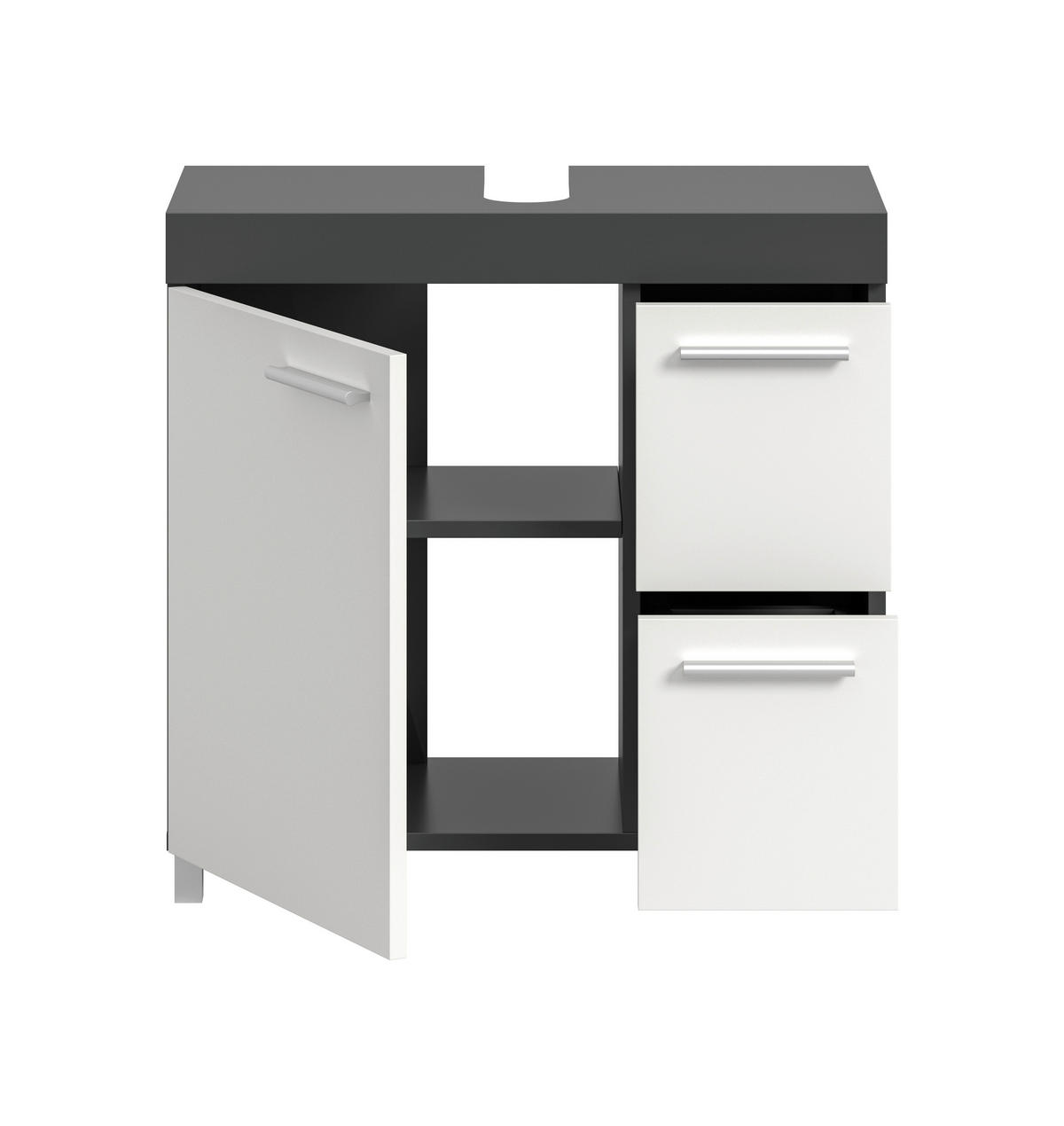 WASCHBECKENUNTERSCHRANK 65/63/31 cm  - Anthrazit/Silberfarben, Trend, Holzwerkstoff/Kunststoff (65/63/31cm) - MID.YOU