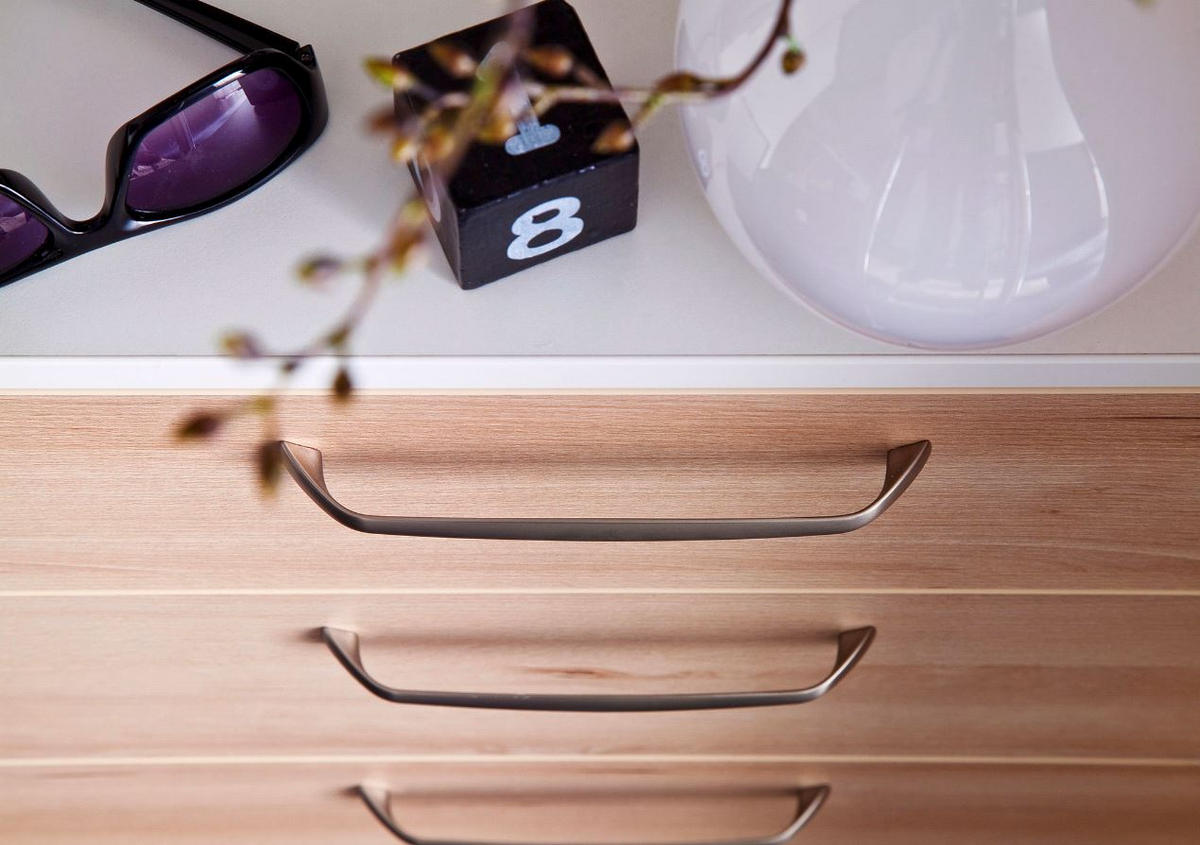 GARDEROBE 8-teilig  in 221/233/56 cm  - Buchefarben/Weiß, Design, Holzwerkstoff (221/233/56cm) - Moderano