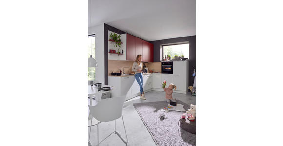 EINBAUKÜCHE - Eichefarben/Rot, Design, Holzwerkstoff - Dieter Knoll