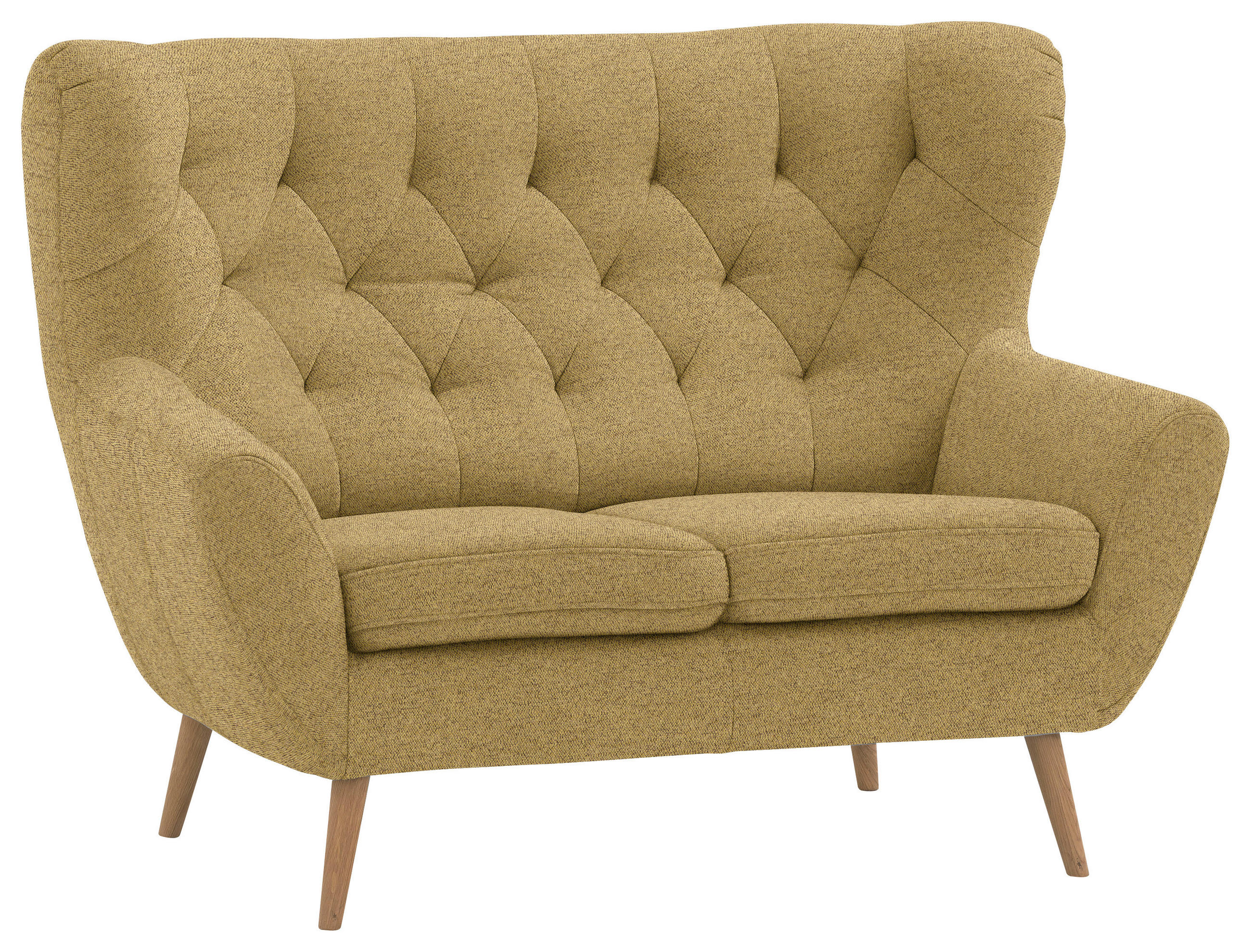 2-SITZER-SOFA  in Webstoff Gelb  - Eichefarben/Beige, Design, Holz/Holzwerkstoff (138/104/92cm) - Stylife