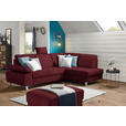 ECKSOFA in Flachgewebe Rot  - Silberfarben/Rot, KONVENTIONELL, Holz/Textil (255/186cm) - Cantus