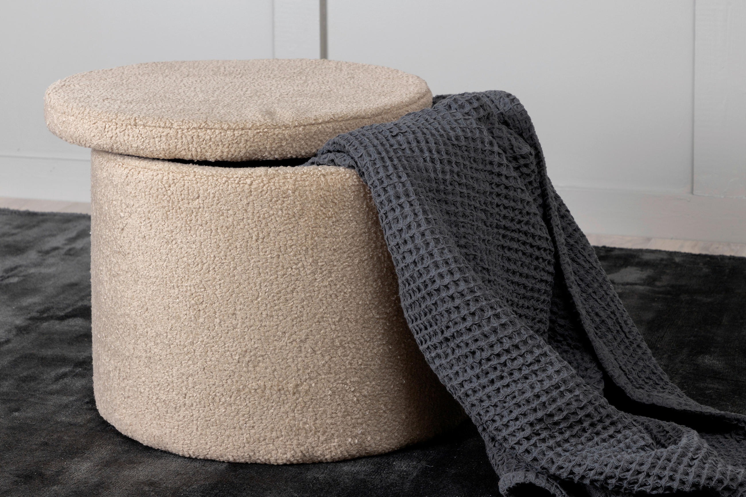 SITTPUFF i  - beige, Design, textil/plast (51/43/51cm) - Livetastic