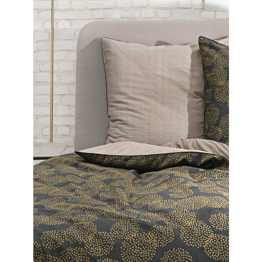 Thumbnail - Esprit Wendebettwäsche E-Dion-B, Schwarz, Gold, Beige, Textil, Blätter, 135x200 cm, Oeko-Tex® Standard 100, pflegeleicht...