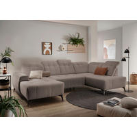 WOHNLANDSCHAFT SANO Graubraun Cord  - Graubraun/Schwarz, MODERN, Textil/Metall (180/337/200cm) - Livetastic