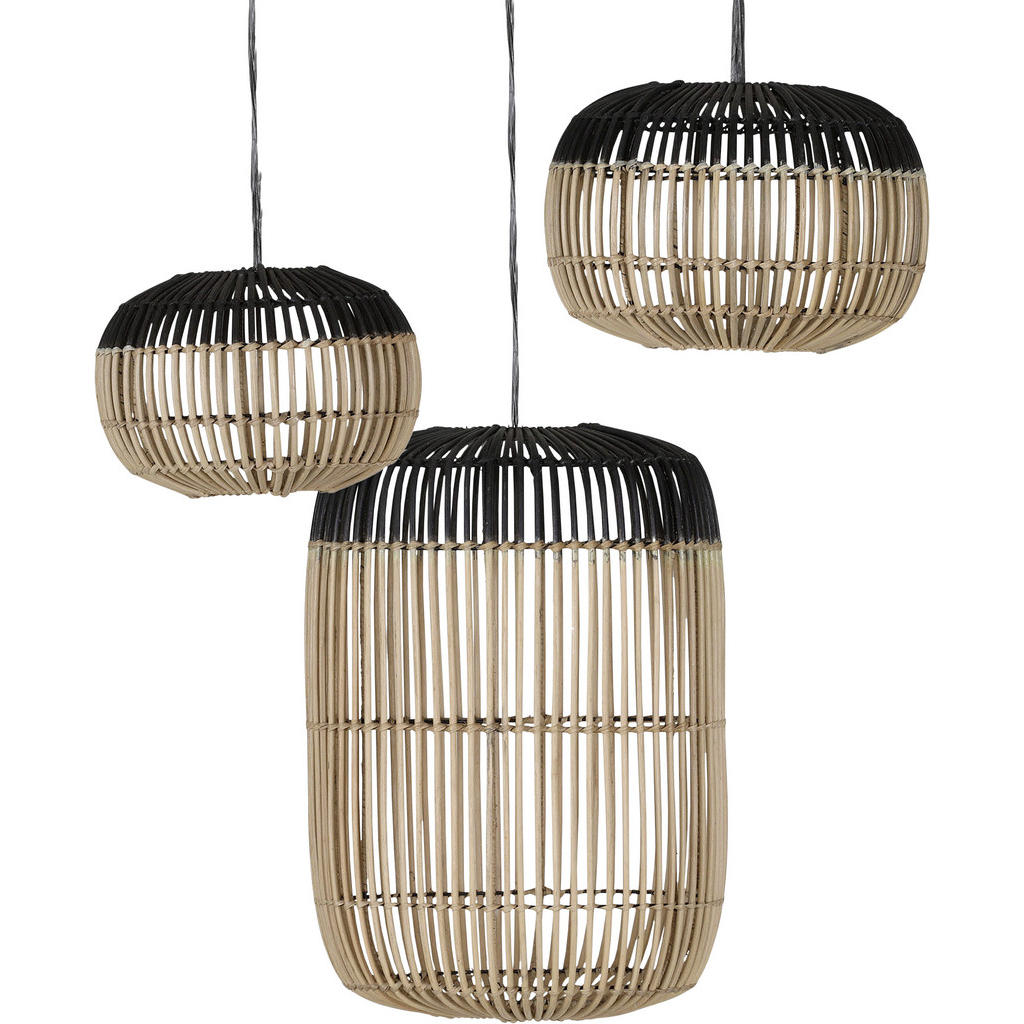Thumbnail - Xxxl Leuchtenschirm, Natur, Schwarz, Holz, Rattan, massiv, rund, 50 cm, Lampen & Leuchten, Innenbeleuchtung, Lampenschir...