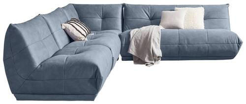 ECKSOFA Blaugrau Lederlook  - Blaugrau, Trend, Textil (315/285cm) - Livetastic