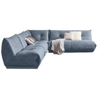 ECKSOFA Blaugrau Lederlook  - Blaugrau, Trend, Textil (315/285cm) - Livetastic
