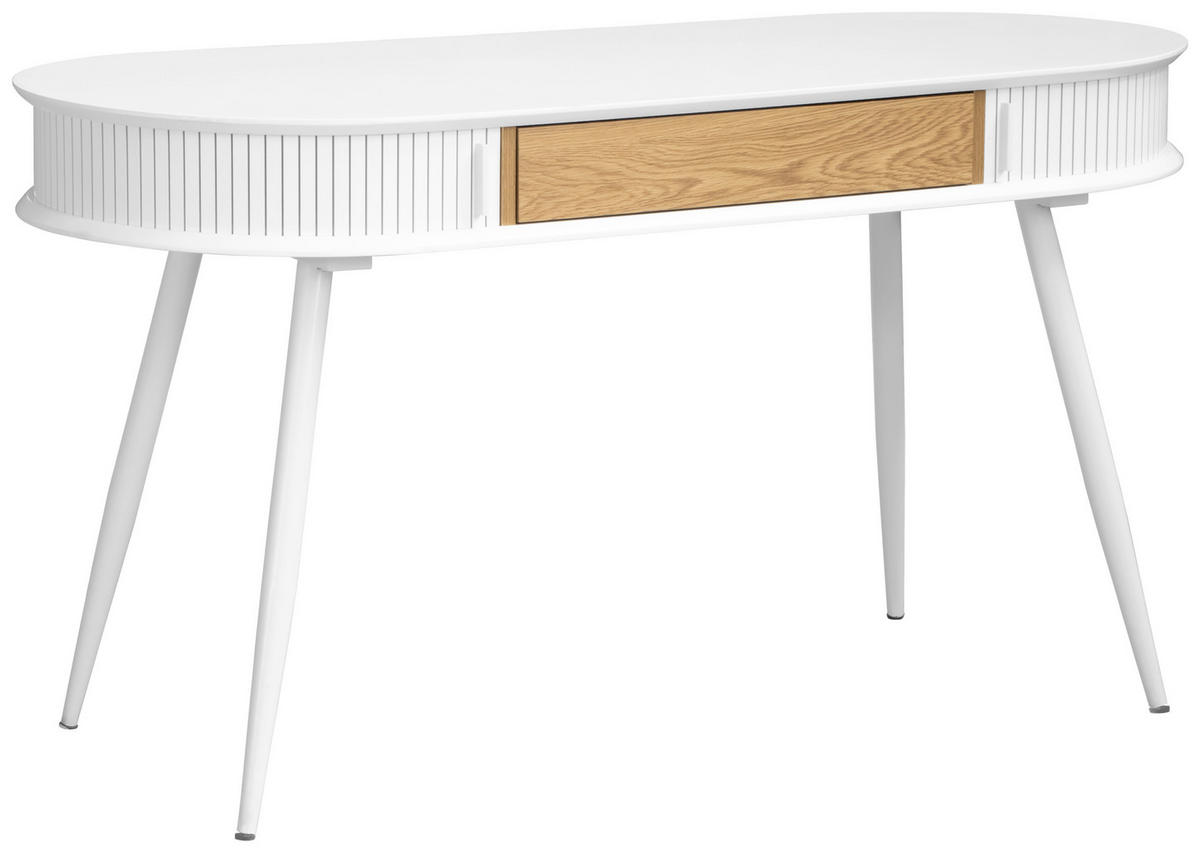 SCHREIBTISCH  in Weiß, Eichefarben  - Eichefarben/Weiß, LIFESTYLE, Holzwerkstoff/Metall (140/76/60cm) - MID.YOU