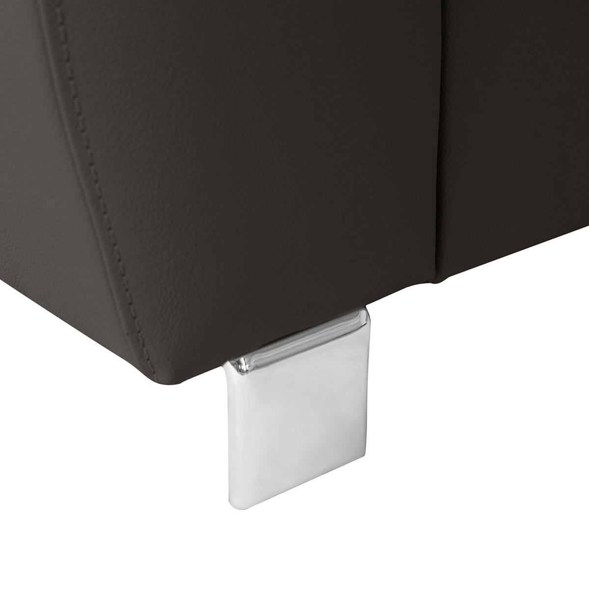 ECKSOFA Dunkelbraun Echtleder Lederlook  - Chromfarben/Dunkelbraun, Design, Leder/Textil (248/208cm) - Livetastic