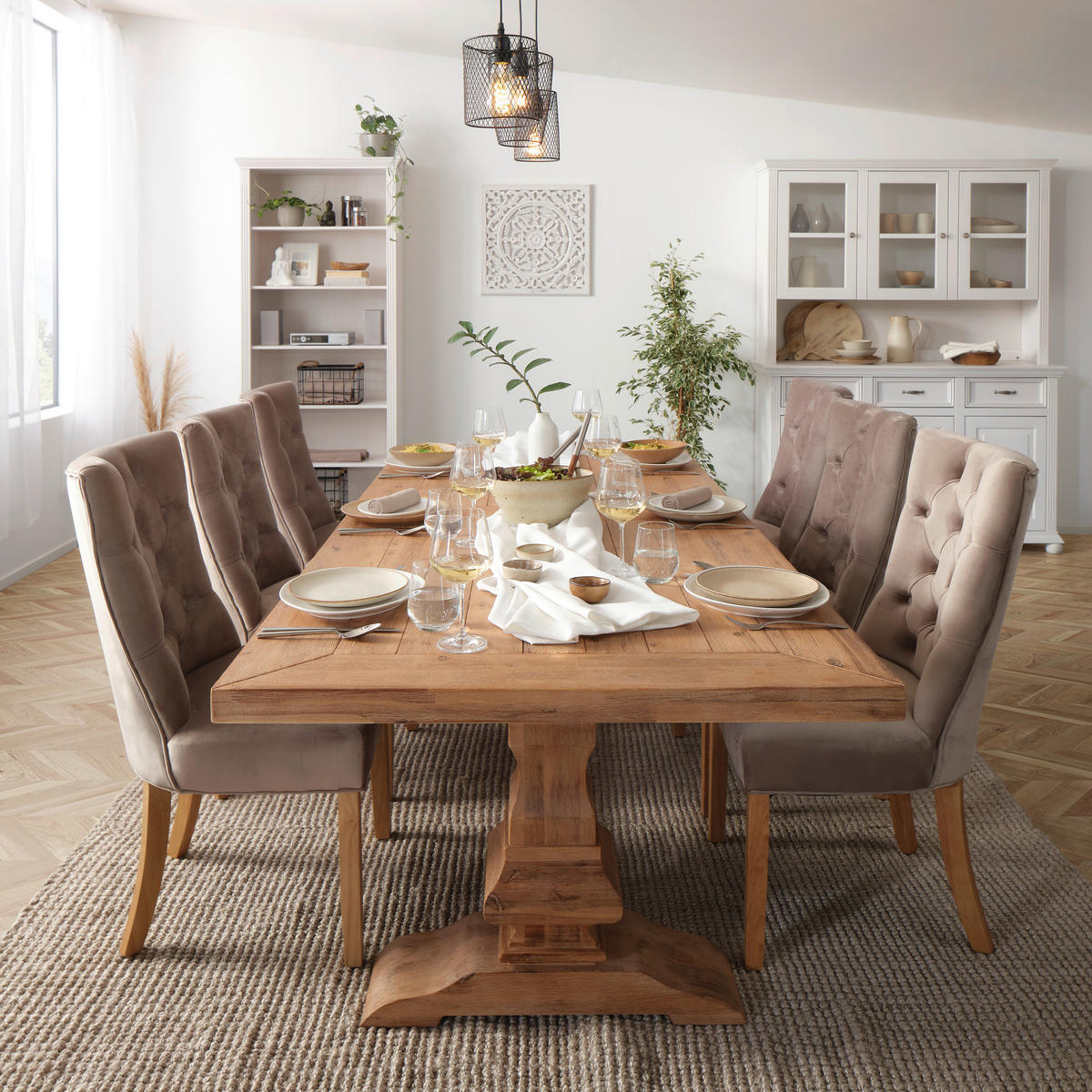 STOL stål sammet  - taupe/naturfärgad, Lifestyle, metall/trä (55/97/64cm) - Hom`in