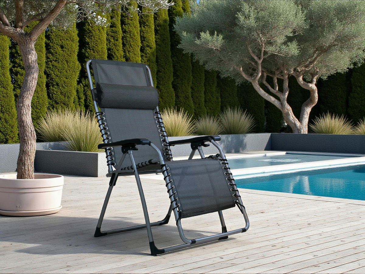 GARTEN-RELAXSESSEL 71/130/78 cm  - Anthrazit/Silberfarben, KONVENTIONELL, Kunststoff/Textil (71/130/78cm)