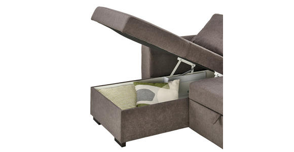 ECKSOFA  in Webstoff Dunkelgrau  155/243 cm  - Dunkelgrau/Schwarz, Design, Kunststoff/Textil (155/243cm) - Xora