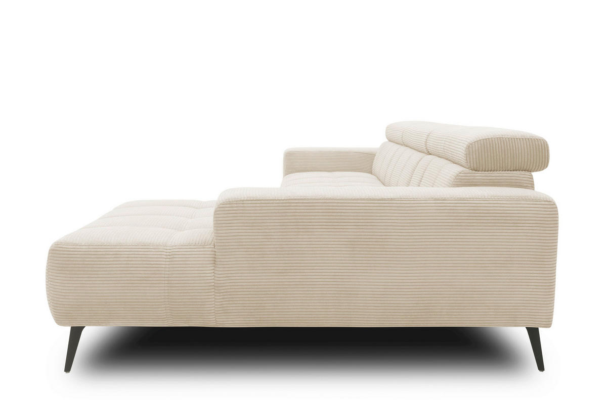 ECKSOFA TRENTO Creme Mikrofaser  - Dunkelgrau/Creme, MODERN, Textil/Metall (287/175cm) - MID.YOU
