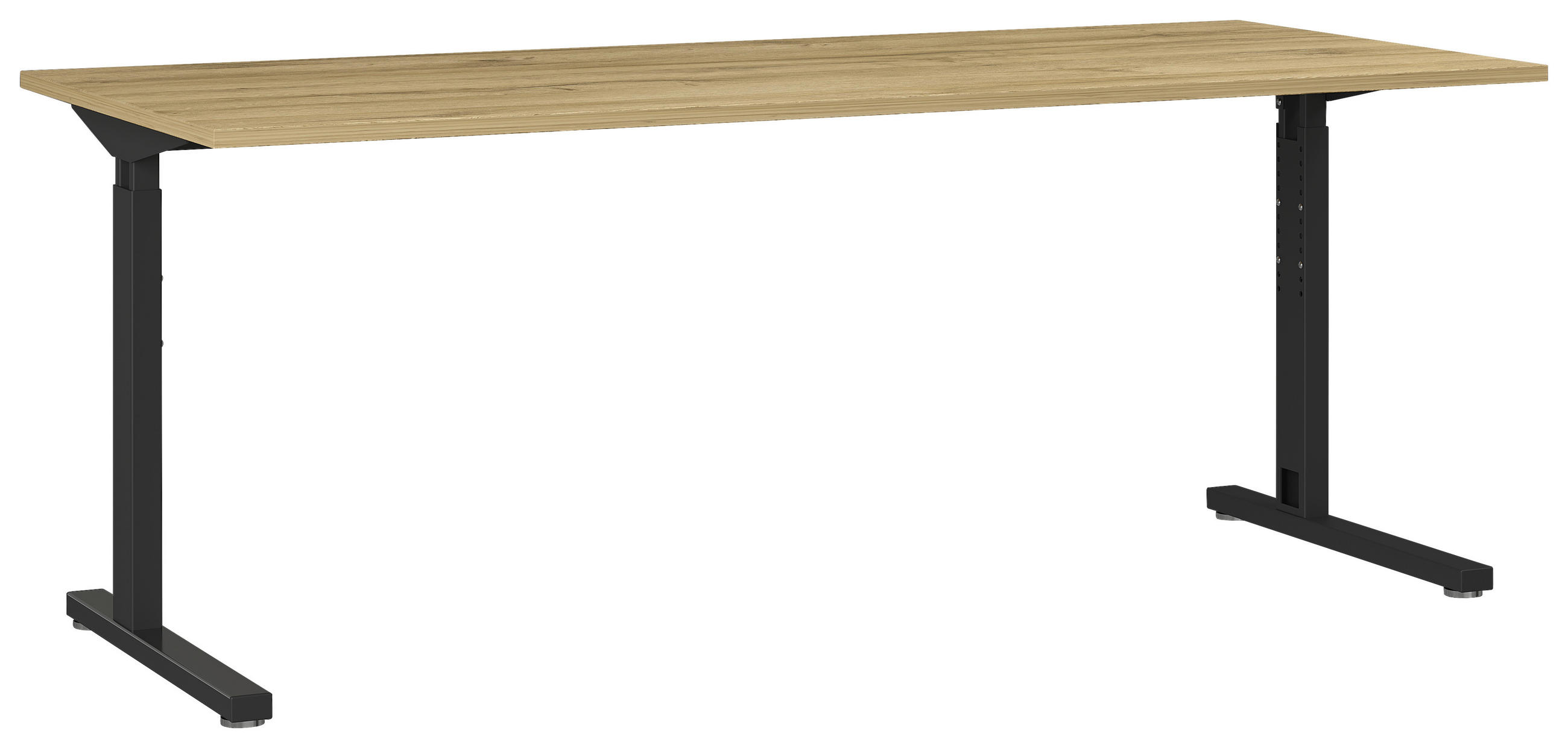 SCHREIBTISCH 180/80/70 cm  in Schwarz, Eichefarben  - Eichefarben/Schwarz, KONVENTIONELL, Holzwerkstoff/Metall (180/80/70cm) - Germania