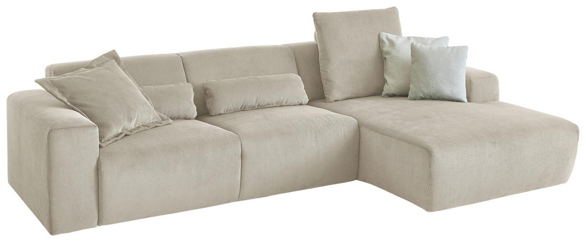 ECKSOFA Naturfarben Feincord  - Schwarz/Naturfarben, Design, Kunststoff/Textil (302/174cm) - Beldomo Style
