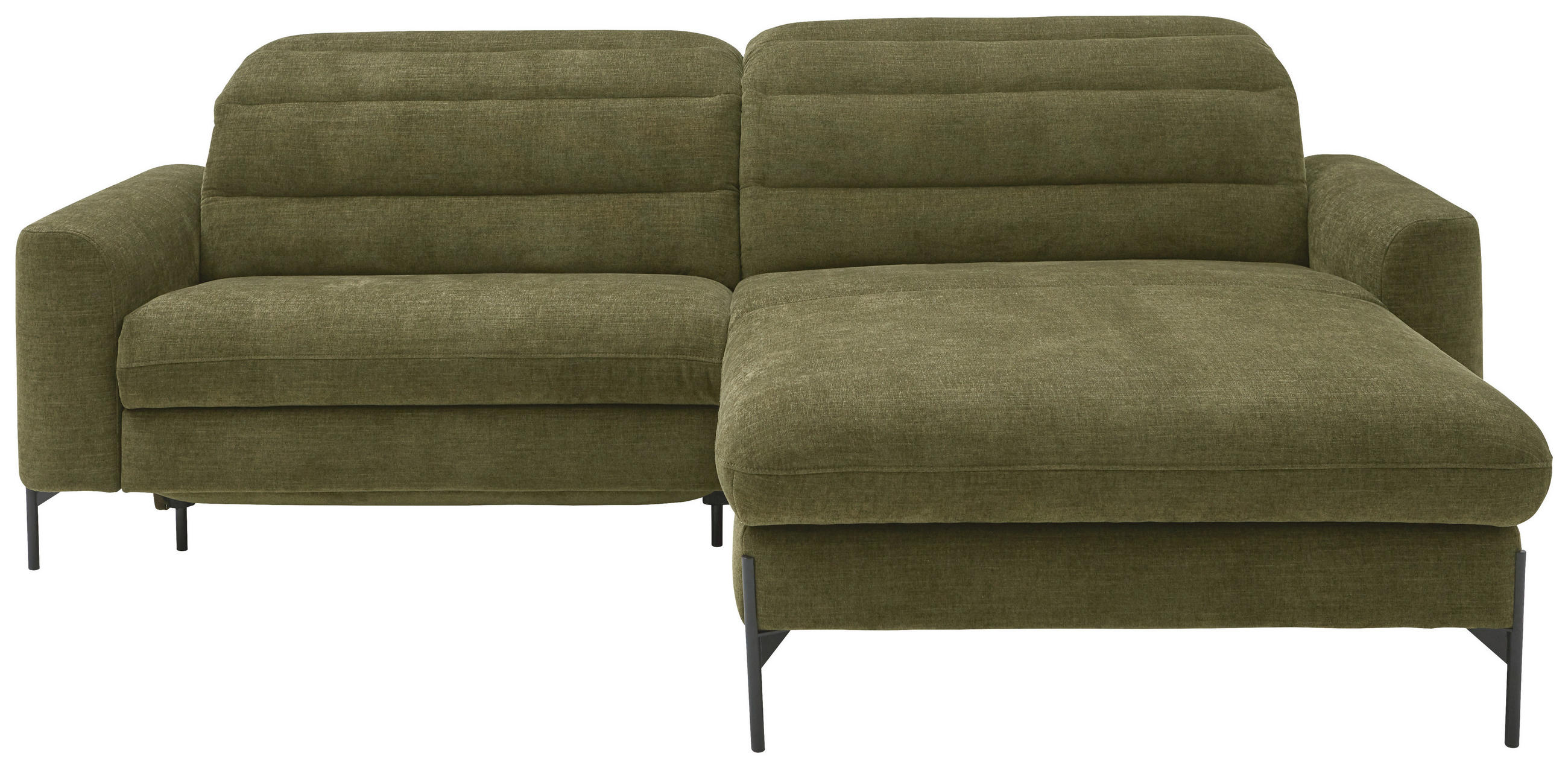 ECKSOFA Olivgrün Flachgewebe  - Schwarz/Olivgrün, Design, Textil/Metall (252/191cm) - Dieter Knoll