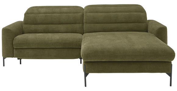 ECKSOFA  in Flachgewebe Olivgrün  252/191 cm  - Schwarz/Olivgrün, Design, Textil/Metall (252/191cm) - Dieter Knoll
