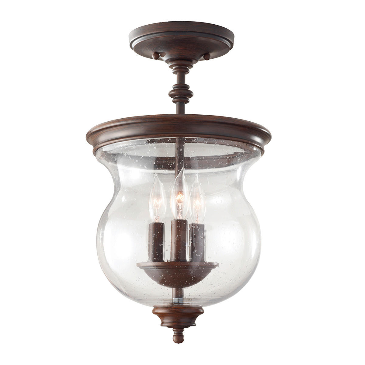 DECKENLEUCHTE  25.4/42.7 cm    - Dunkelbraun/Bronzefarben, Natur, Glas/Metall (25.4/42.7cm) - Elstead Lighting