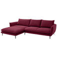 ECKSOFA  in Webstoff Bordeaux  196/304 cm  - Bordeaux/Schwarz, KONVENTIONELL, Textil/Metall (196/304cm) - Hom`in